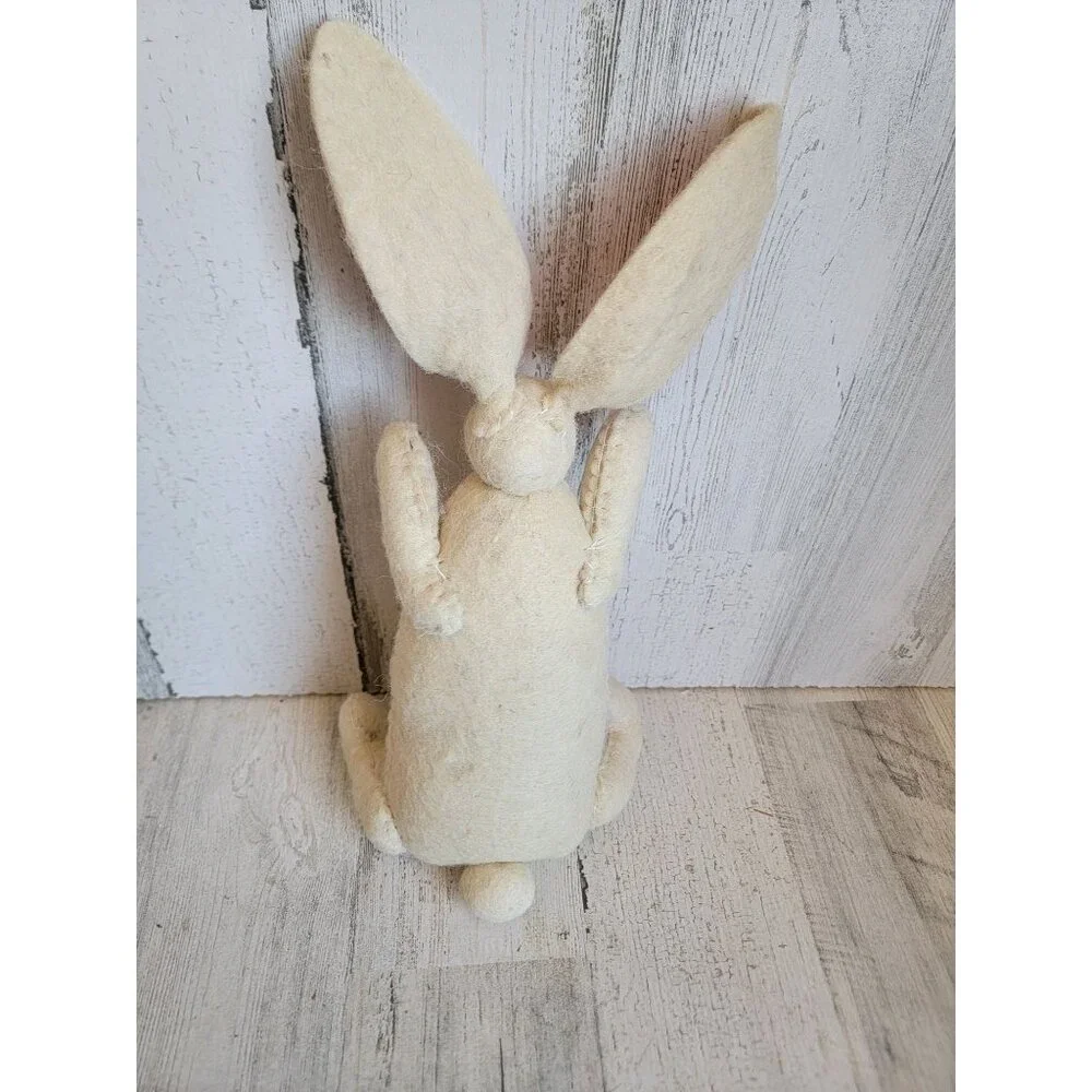 Felt white Easter Bunny spring plush home decor figure vintage unique‎